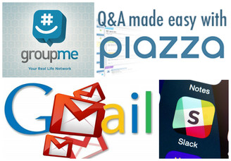 groupme, piazza, email, slack